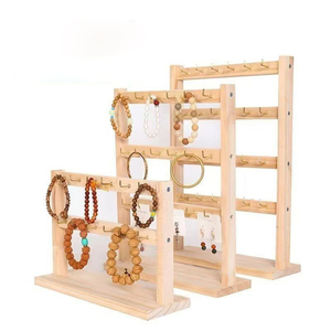 Mão <span class=keywords><strong>String</strong></span> Jóias Madeira Sólida Display Stand, Brinco Frame De Armazenamento, clássico Pulseira Madeira Mostrar Rack