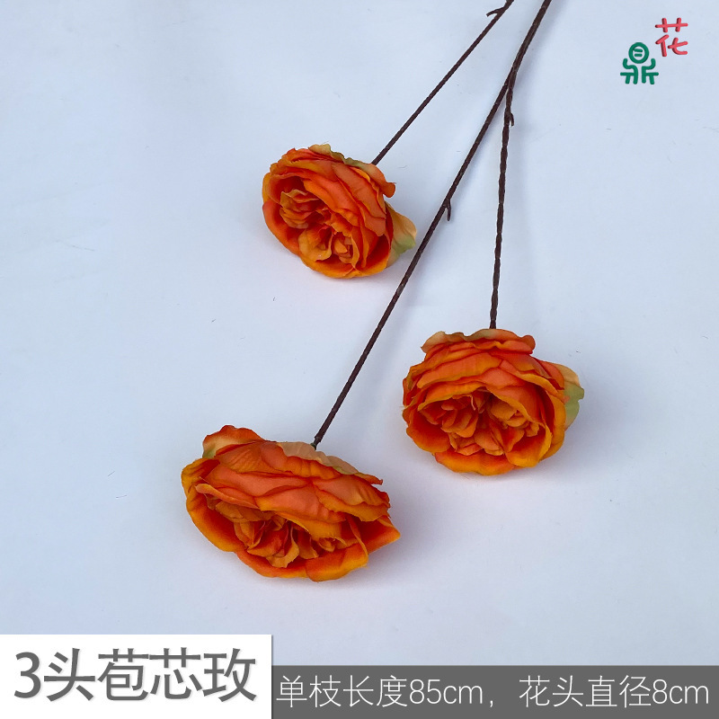Rosa burl de 3 cabezas YB 24 naranja
