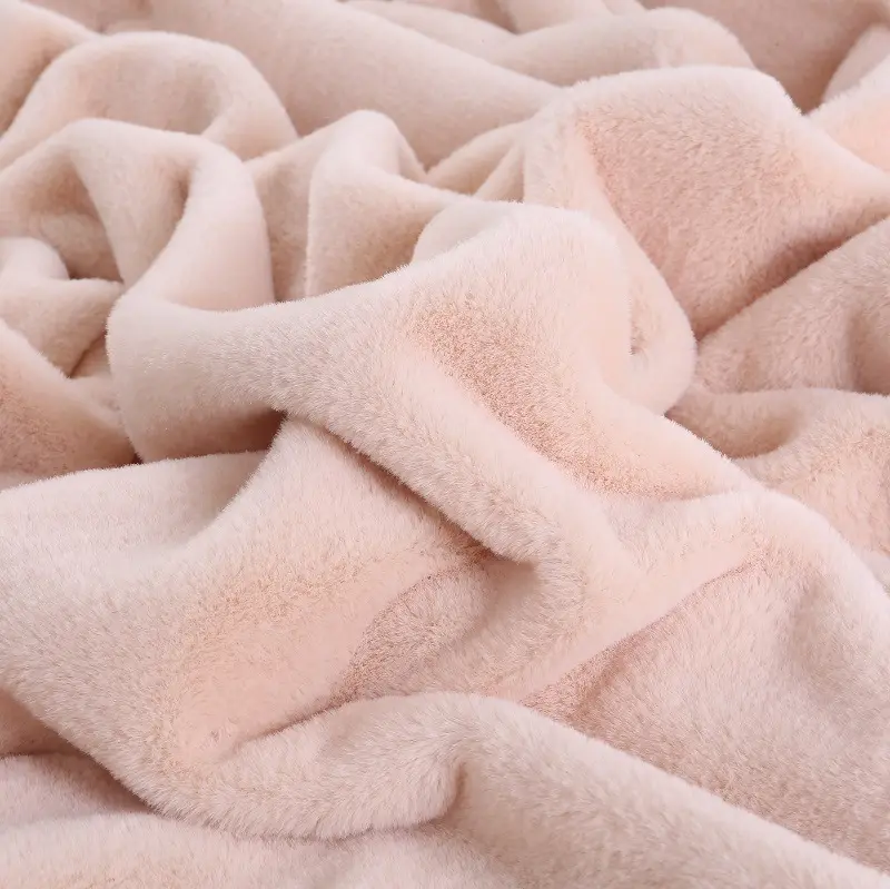 Polyester Upholster Fabrics Sofa Velvet Artificial Plush Imitation Rabbit Faux Fur Soft Cozy PV Fleece Plush Fabric For Blankets