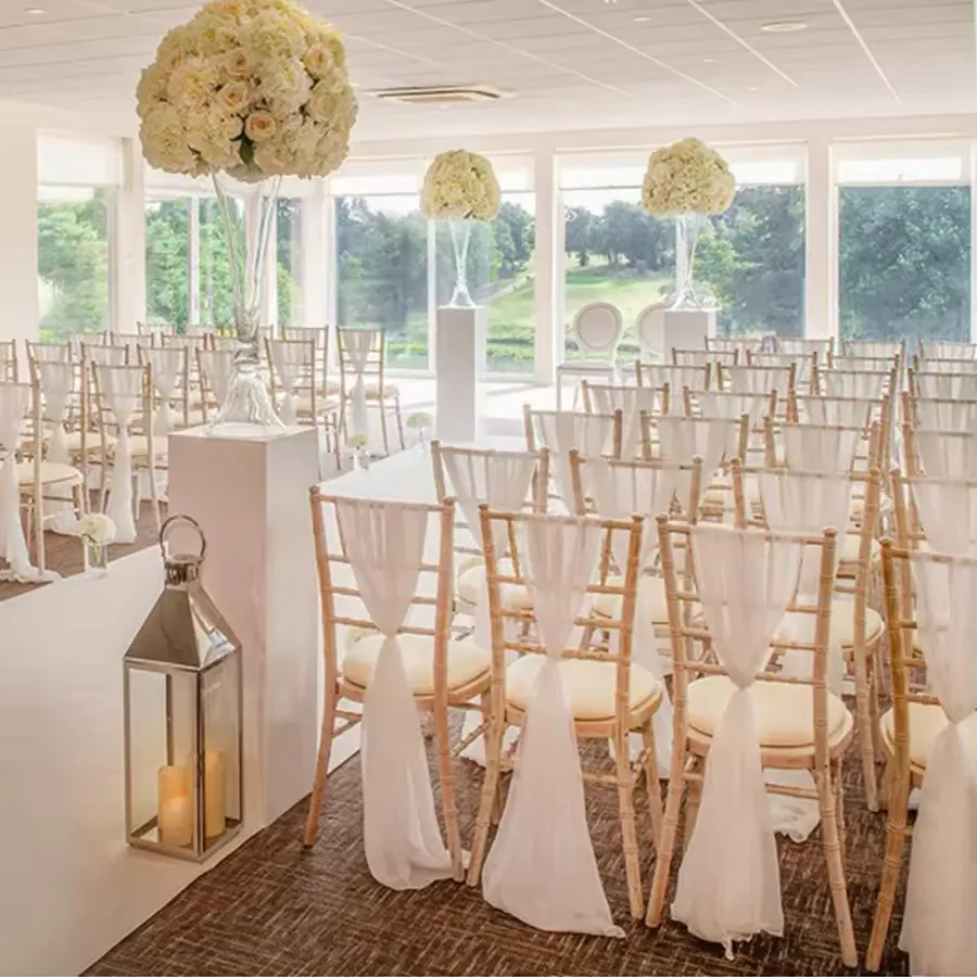 Venta al por mayor Hotel apilable blanco Tiffany fiesta evento boda Limewash madera Chiavari silla alquiler evento banquete