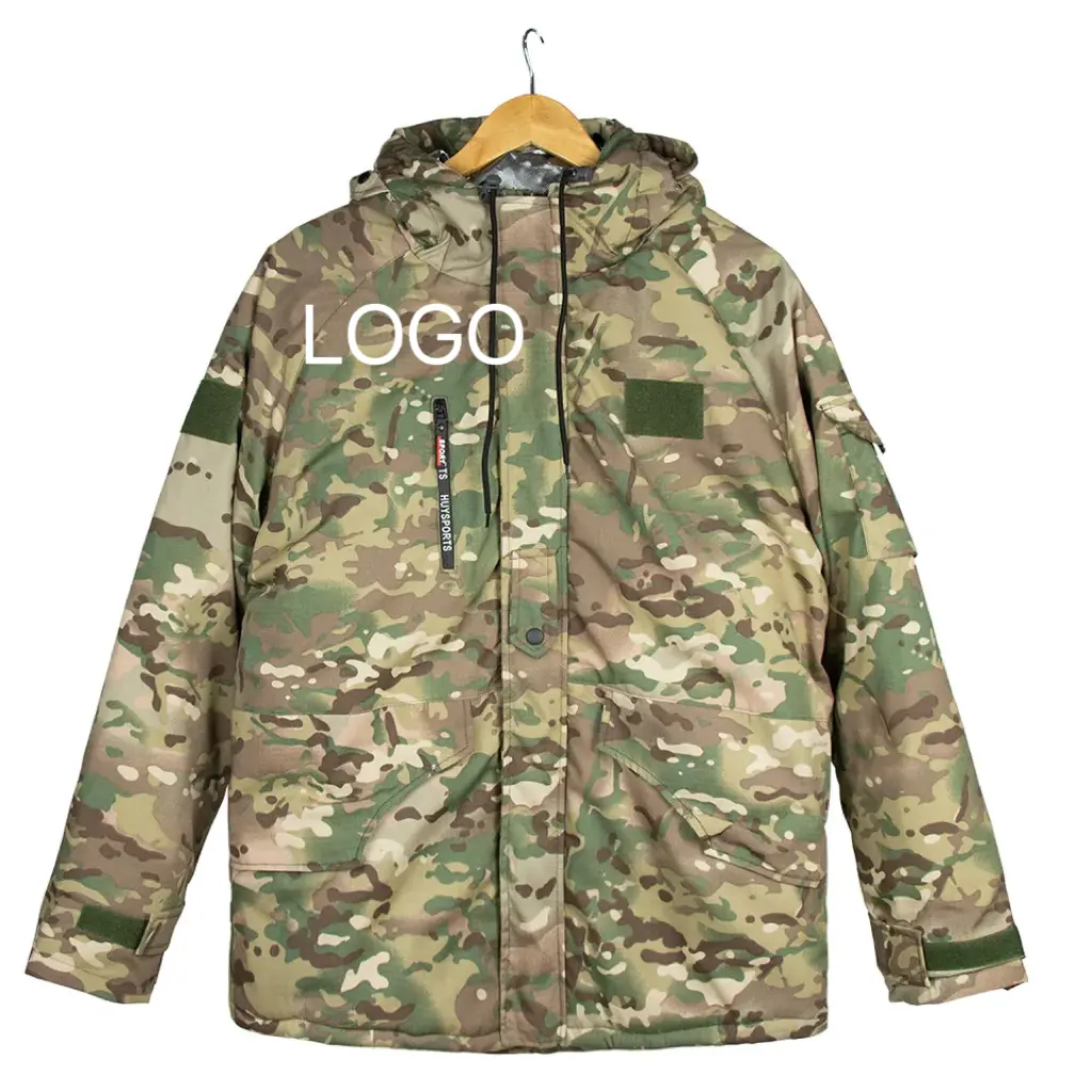 Abrigo de talla grande de camuflaje de gran oferta para hombre, chaqueta táctica reflectante de calor para exteriores, cálida para invierno gruesa