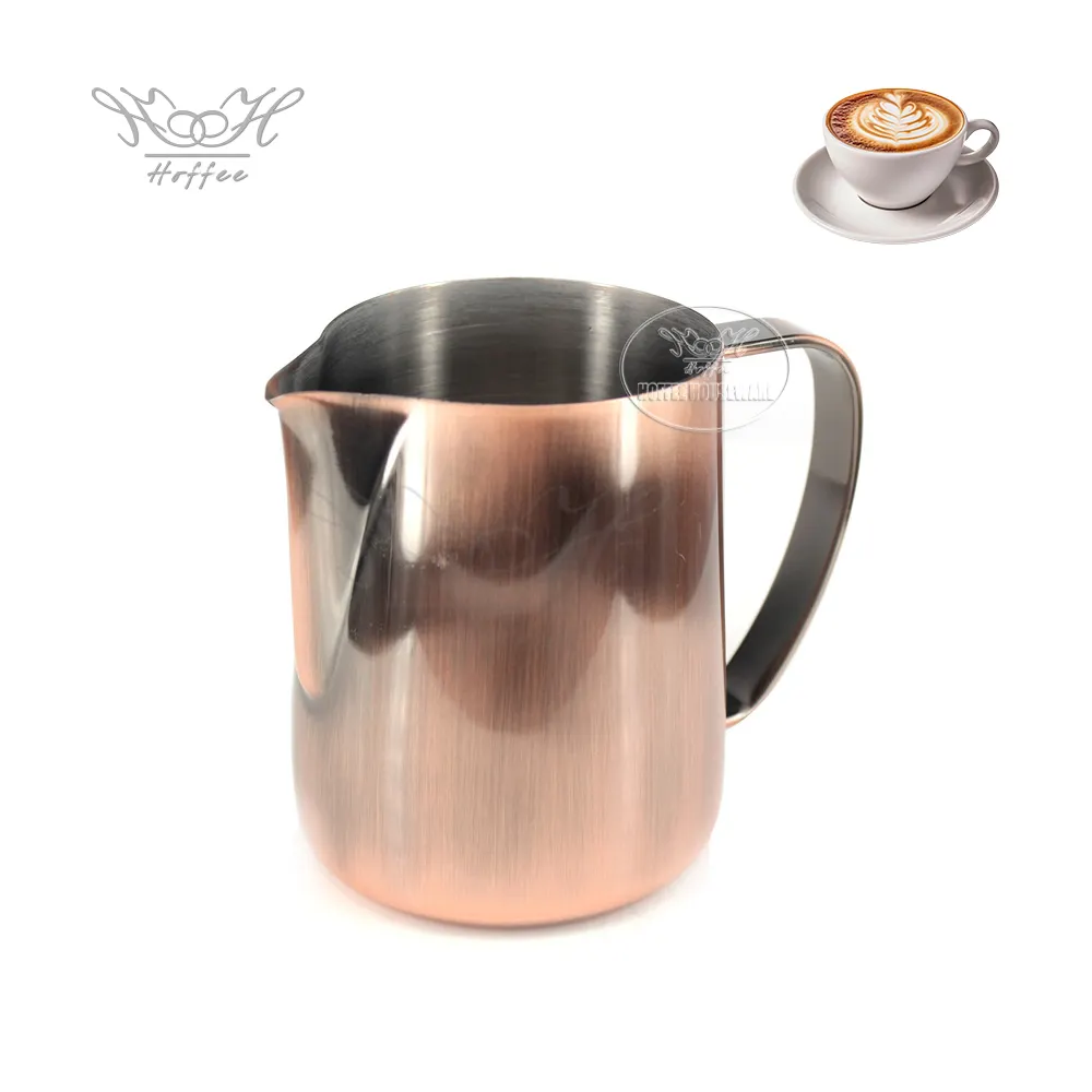 Custom Logo Antique Copper Stainless Steel Milk Pitcher Barista Tools Coffee Milk Jug Pot Latte Art Frother Jug Steaming Pitcher