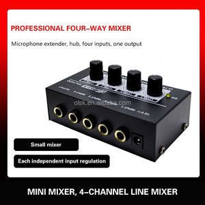 Clavax CLMC-MU400 4 Channel Metal Mono <strong>Input</strong> and <strong>Output</strong> <strong>Line</strong> Mixer for Keyboard Guitar Before Mixer Console with Power Adapter - Product Image 4