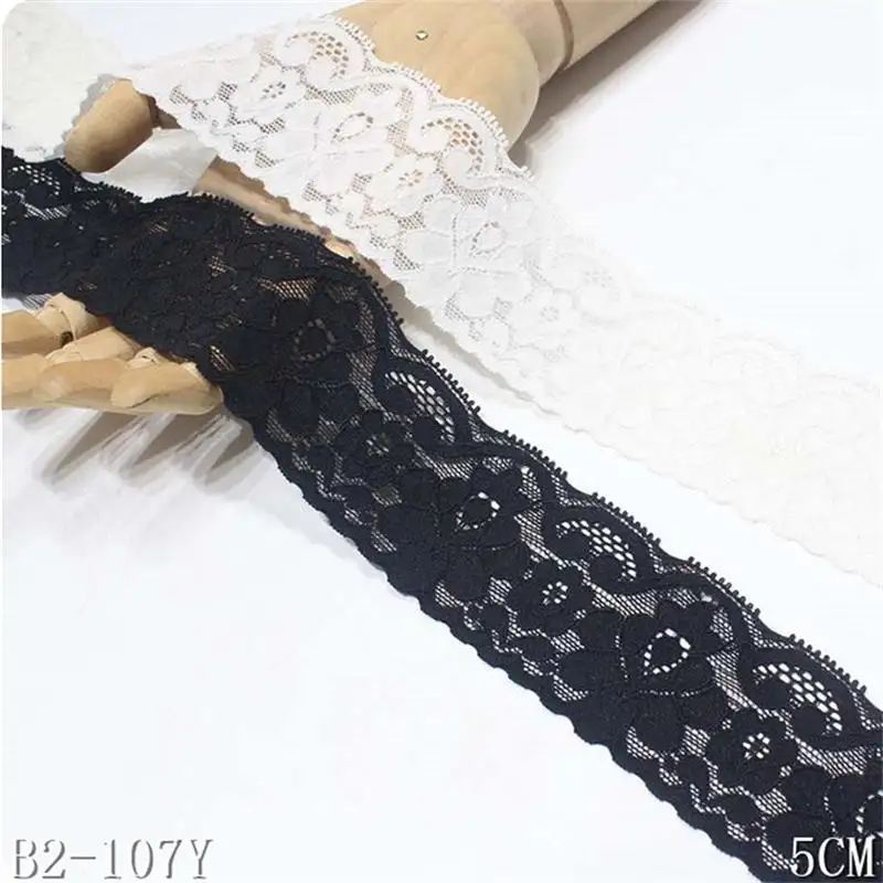 Sapndex-cinta elástica de nailon para mujer, accesorio de 5CM, color blanco y negro