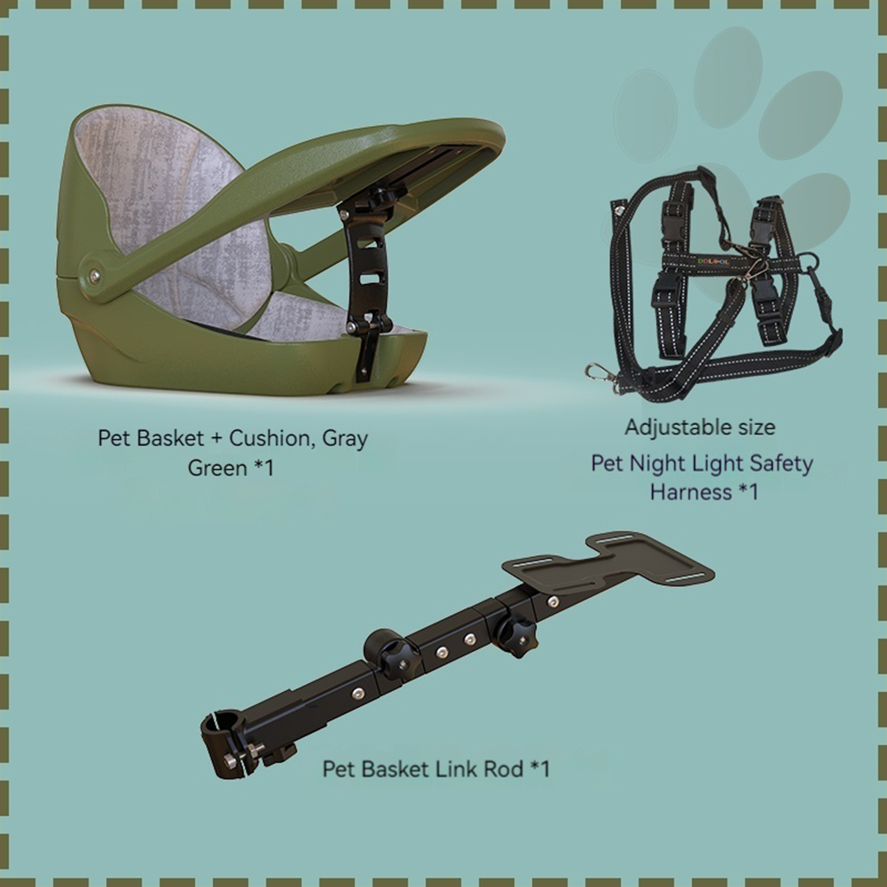 green pet basket+ gray seat cushion