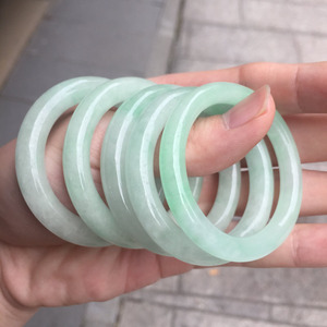 Toptan 40mm doğal Myanmar ışık açık yeşil yeşim Jadeite Jasper çocuk bebek yeşim bileklik Charm bilezik - Product Image 2