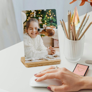HTPmart 5X7 inç süblimasyon 1.1mm HD alüminyum levha özel boş fotoğraf çerçevesi bambu tabanı ile DIY baskı ev dekor - Product Image 5
