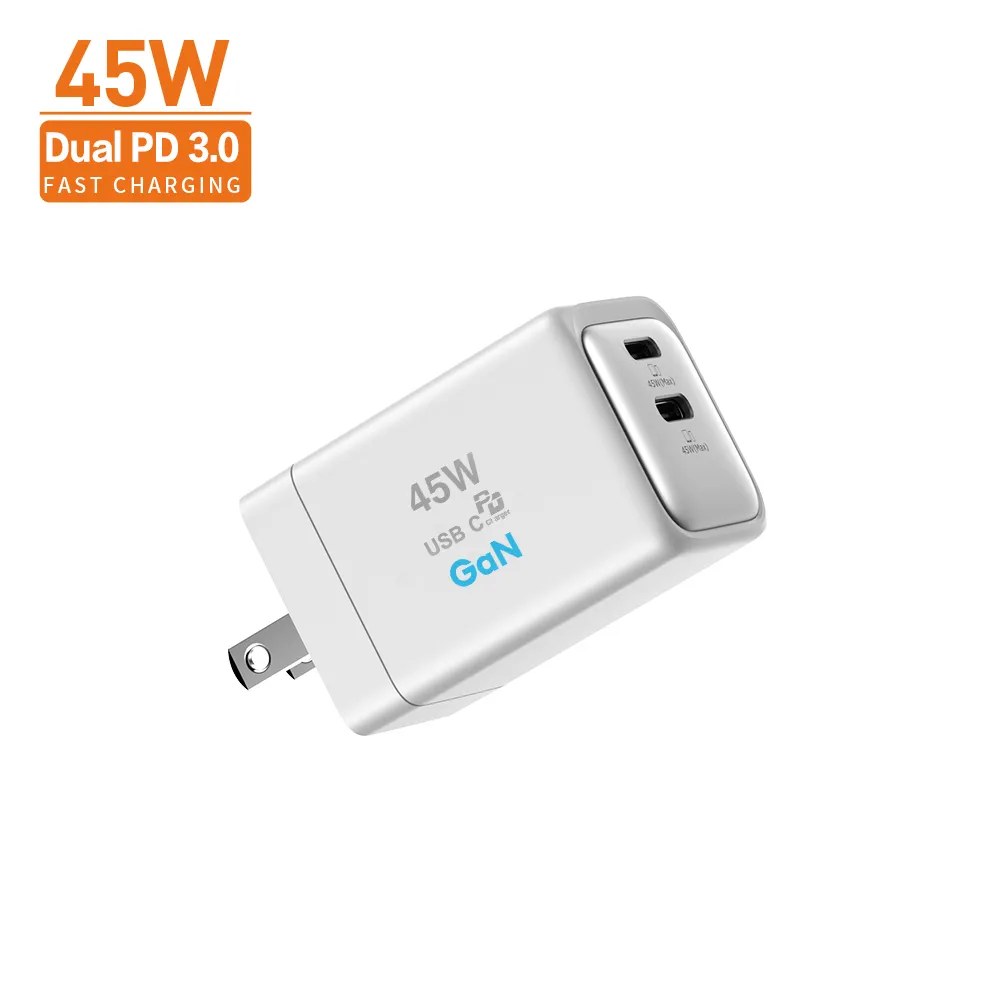 Pengisi daya Cepat Ponsel Usb C Pd qc3.0, pengisi daya Cepat 45w USBC ganda tipe-c untuk iPhone 14