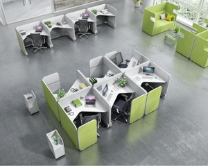 Tres estaciones de trabajo computadora colorida escritura mesa de oficina escritorio muebles para área abierta - Product Image 2
