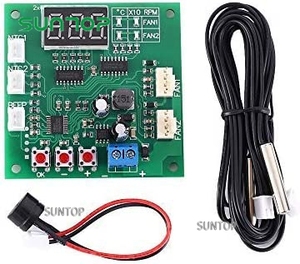 PWMドライバーモジュール、DC 12V 24V 48V2チャンネル4線式ファン温度コントローラースピードガバナーディスプレイモジュール (PCファン/アラーム用) - Product Image 3