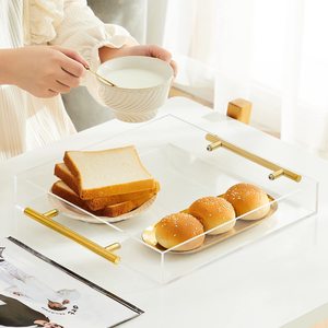 定制透明丙烯酸Lucite服务托盘，带金属金或切割手柄 - Product Image 4