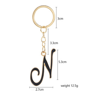 İlk anahtarlık siyah mektup alfabe anahtarlık altın renk kaplama tatlı çanta uğuru anahtarlık çanta - Product Image 6