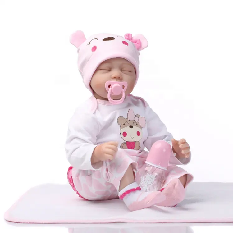 Poupée en porcelaine de bébé réaliste, 55 cm, jouet de bébé en silicone avec les yeux couverts, peut être utilisé comme collection lol