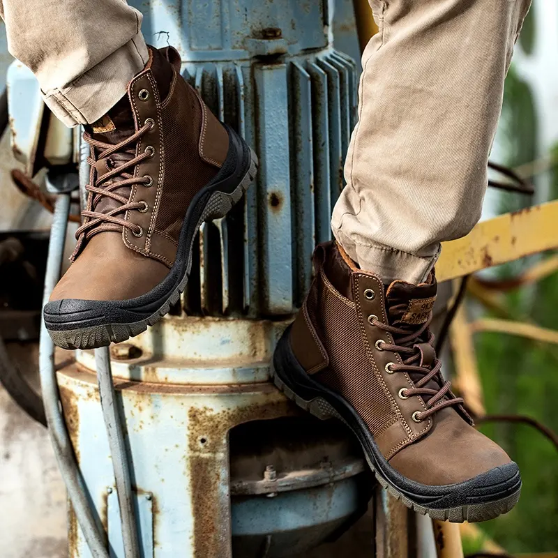 Dewbest — chaussures de sécurité professionnelles pour hommes, bottes de travail, antidérapantes et résistantes à l'eau, bottes avec embout en acier et anti-perforation, pour le travail, 2022