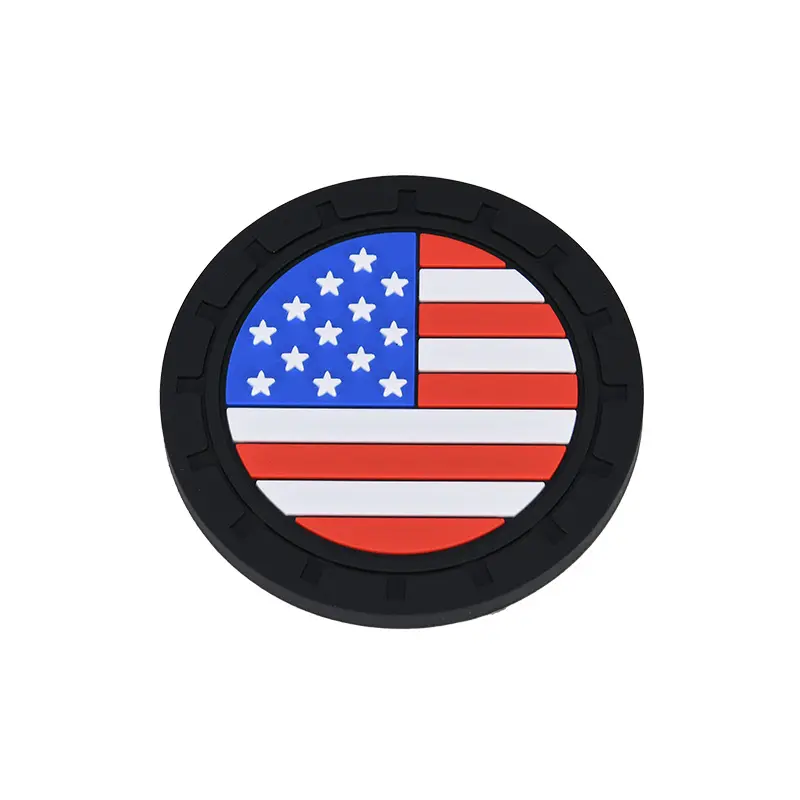 पेय पदार्थों के लिए अमेरिकी ध्वज सजावट पीवीसी वॉटरप्रूफ एंटी-स्लिप कार कप धारक कोस्टर