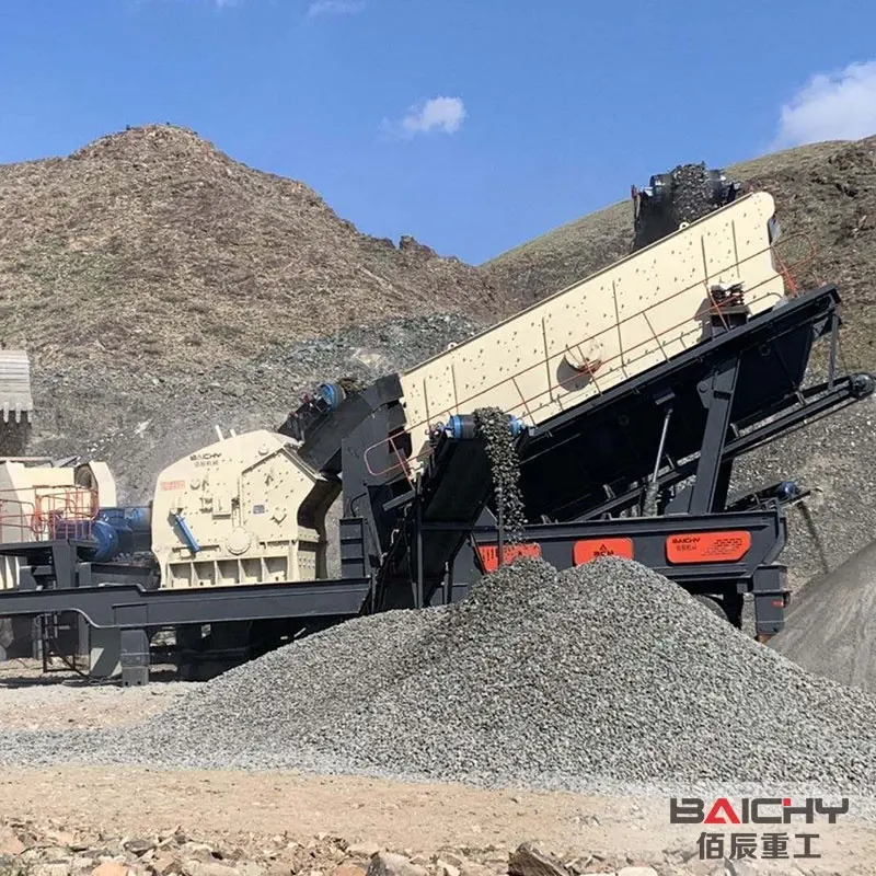 Wiel Mobiele 100 Tph 200 Tph Stationaire Steengroeve Kalksteen Grind Steen Impact Crusher Line Mijnbouw Impact Breekinstallatie