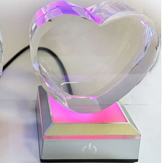 Silver base with 4cm thickness heart