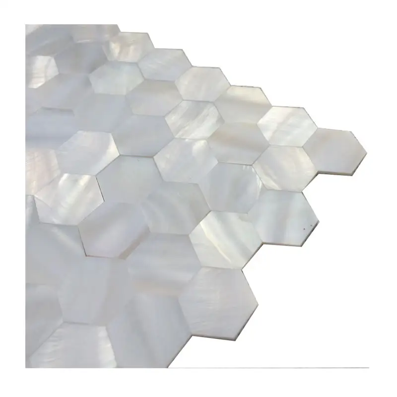 Hexagon super white natural mother of pearl tiles original 100% genuine shell decorative materials shell tile cabinet veneer