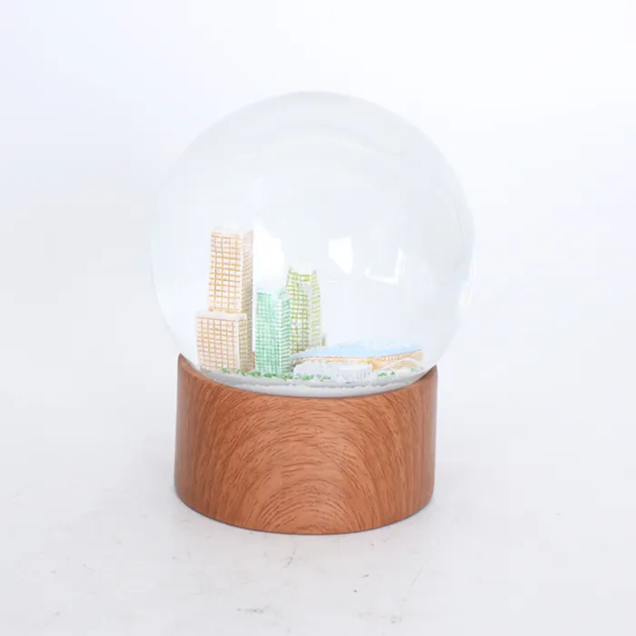 Globe à neige personnalisé en résine, gratte-ciel décoration de la maison, Globe à neige en verre