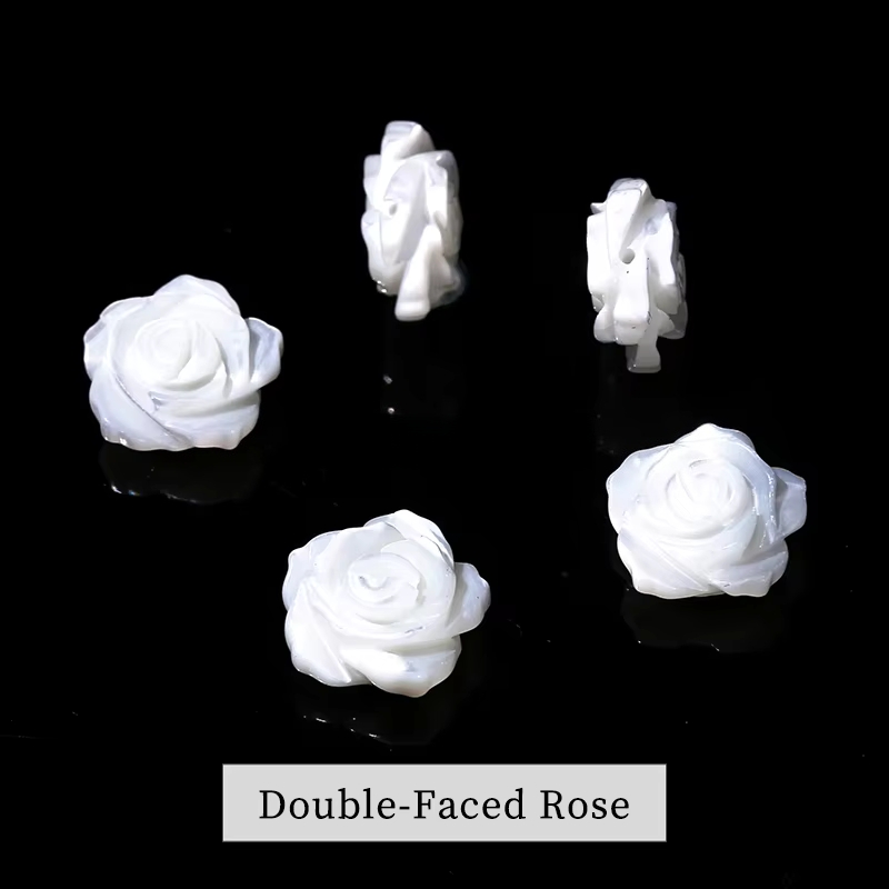 Conchiglia Bianca Naturale a Doppia Faccia con Rosa