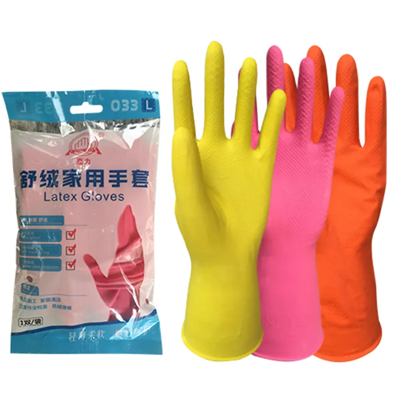 Guanti per la pulizia-comoda fodera floccata e massima durata per lavare i piatti e guanti in lattice per uso domestico