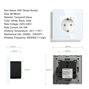 European Standard Tuya Intelligent Outlet Glass Panel 16A WIFI Voice <strong>Control</strong> Smart <strong>German</strong> ZigBee Socket
