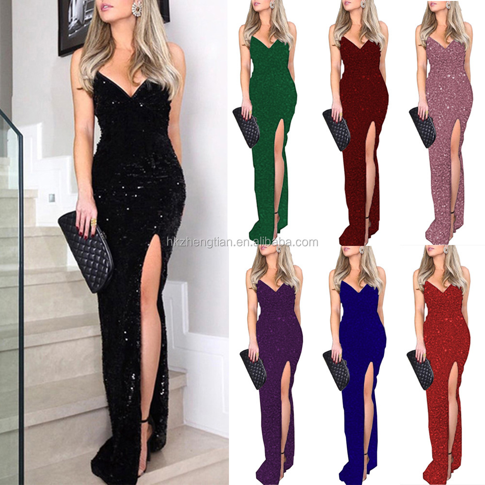 Deep V sexy Sequins Dress Women Wrap Ruched Sleeveless Long Dresses Ladies Cocktail Nightclub Party Dress Vestidos