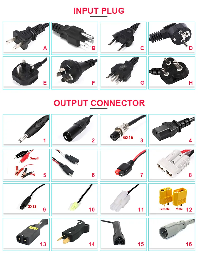 Cargador de batería de iones de litio para patinete eléctrico, paquete de cargador barato de 24V, 36V, 48V, 60V, 72v, 3a, 4a, 5a, 240