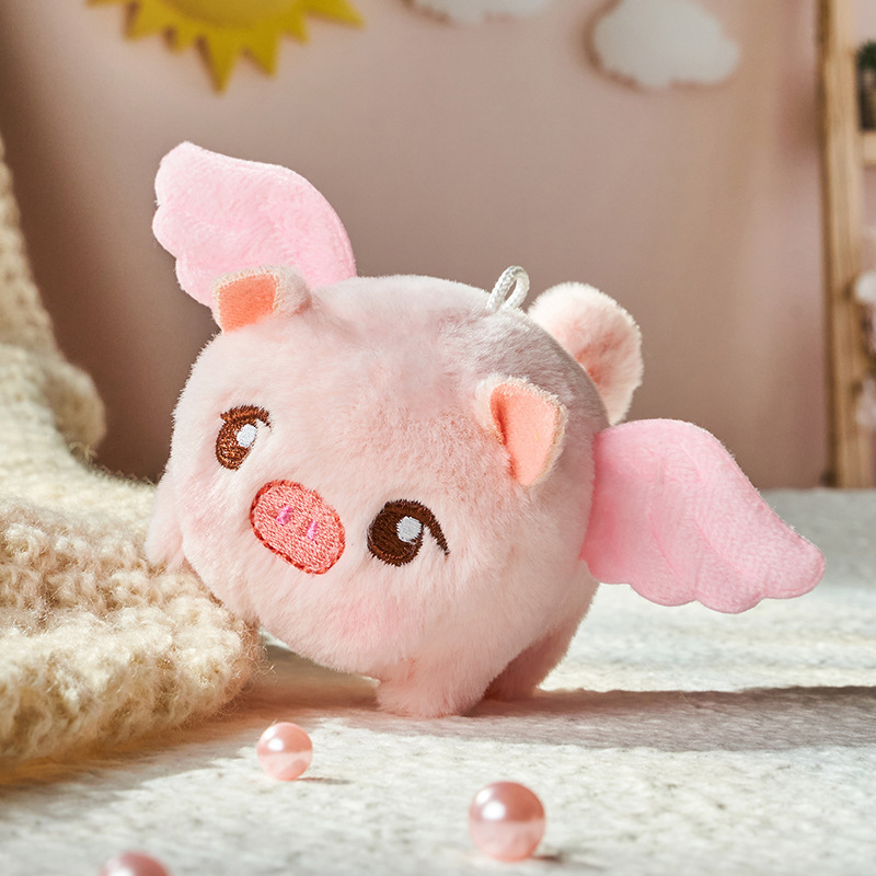 Round face pink wings little flying pig
