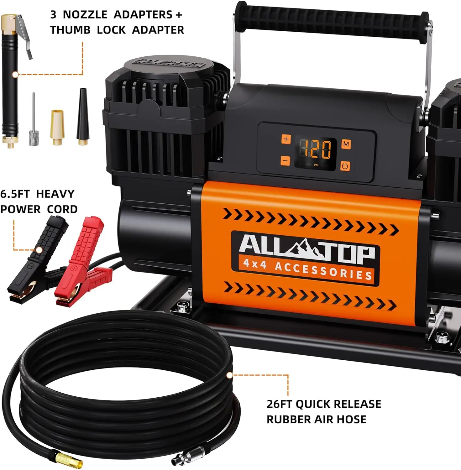 목표 압력 사전 설정을 위한 ALL-TOP 12V 공기 압축기 w/LCD 제어 패널, 육로용 150PSI 12.35CFM 공기 펌프 팽창기