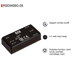 MEAN WELL RSDW08G-05 High Eff. 82%, 18-75VDC <strong>Input</strong>, 5V 1600mA <strong>Output</strong>, 8W DIP <strong>DC</strong>-<strong>DC</strong> Converter,for Industrial Control and Railway - Product Image 2
