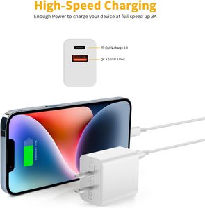 Çift USB bağlantı noktaları hızlı şarj QC3.0 5V duvar şarj PD fonksiyonu 5V/3A 9v 12v 18W 20W hızlı şarj Apple iPhone 13 için doğrudan - Product Image 2