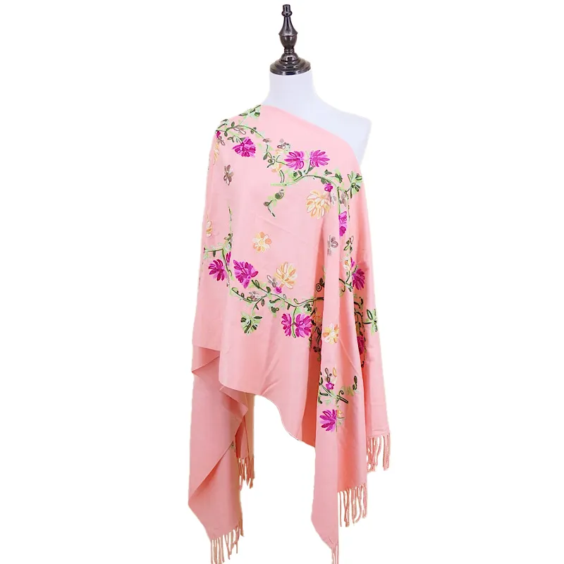 2024 nuevo bordado flor Cachemira bufandas invierno Pashmina bufandas mujeres Palestina invierno chales