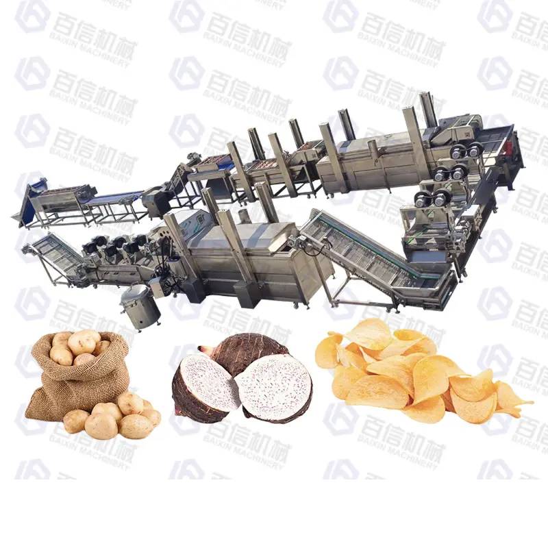Small French Fries Potato Crisp Chips Making Machine Fully Automatic Frozen Cassava Frying Production Complete Processing Line