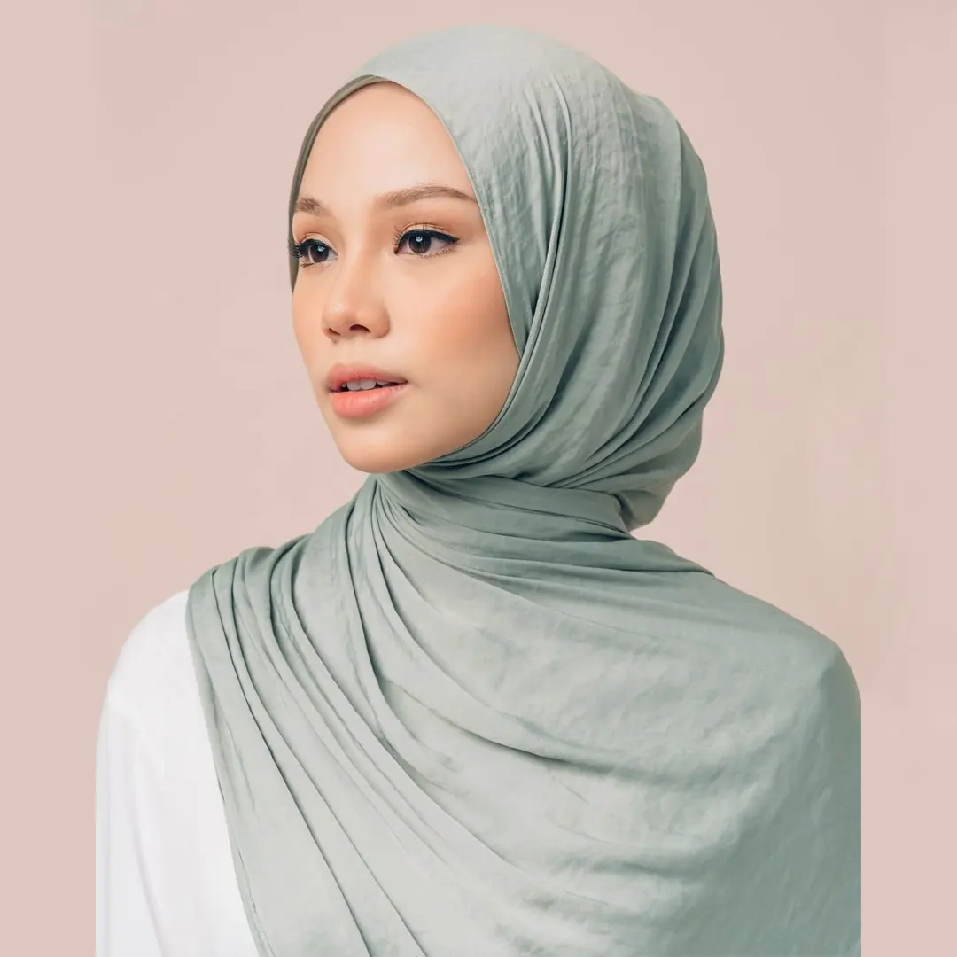 Chal de terciopelo satinado para mujeres, hijab opaco con dobladillo para bebés, de Malasia