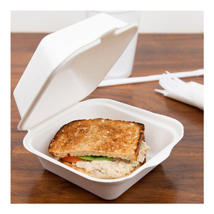 Biyobozunur restoran fast food teslimat paket servisi olan restoran take away c ambalaj hamuru öğle yemeği bagasse şeker kamışı kağit kutu konteyner - Product Image 4
