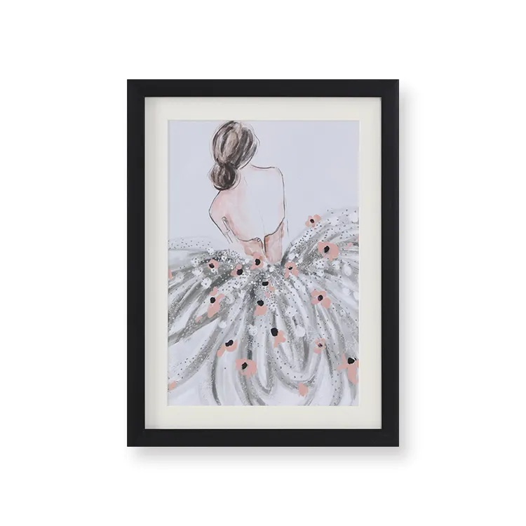Imagen de Arte de impresión de cristal de chica hermosa nórdica enmarcada personalizada para la decoración de la habitación del Collage del estudiante del hogar