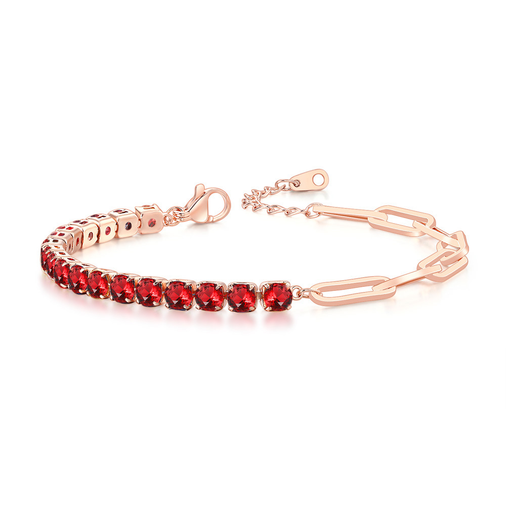 4mm rose gold red stone