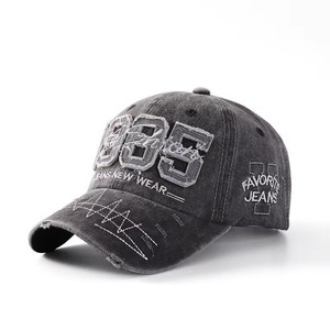 Tùy Chỉnh 6-Panel Có Thể Giặt Denim Thể Thao Cap Tùy Chỉnh 3D Thêu Đau Khổ <span class=keywords><strong>R</strong></span>ửa Cũ Mũ Bóng Chày Với 1965 Thư Vá - Product Image 5