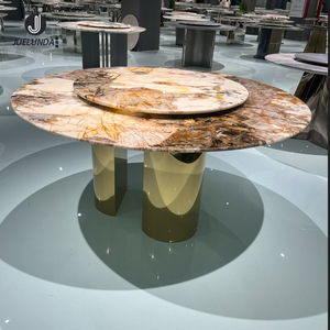 Mesa de comedor multifuncional de mármol Natural de lujo mesa de comedor modular mesa de comedor de acero inoxidable dorado Marco de hierro - Product Image 1