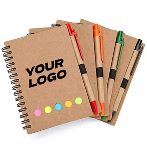 Custom personalizzato Logo eco-friendly Memo bandiera B5 Notebook carta Kraft copertina taccuini con penna e note adesive - Product Image 1