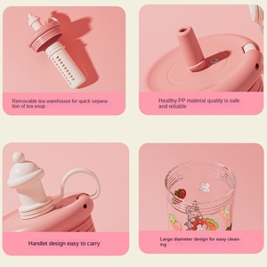 600ml Tritan nhựa dễ thương phim hoạt hình cốc rơm công suất lớn chai nước cầm tay cho trẻ em và người lớn mùa hè cốc nước trái cây - Product Image 3