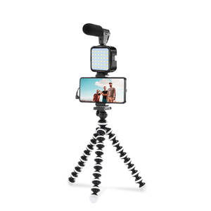 KIT-03LM Telefon halter Vlog Stativ 6500K Mini LED Video Quadratische Form Füll licht Smartphone Vlogging Kit mit Fernbedienung <span class=keywords><strong>Micro</strong></span>