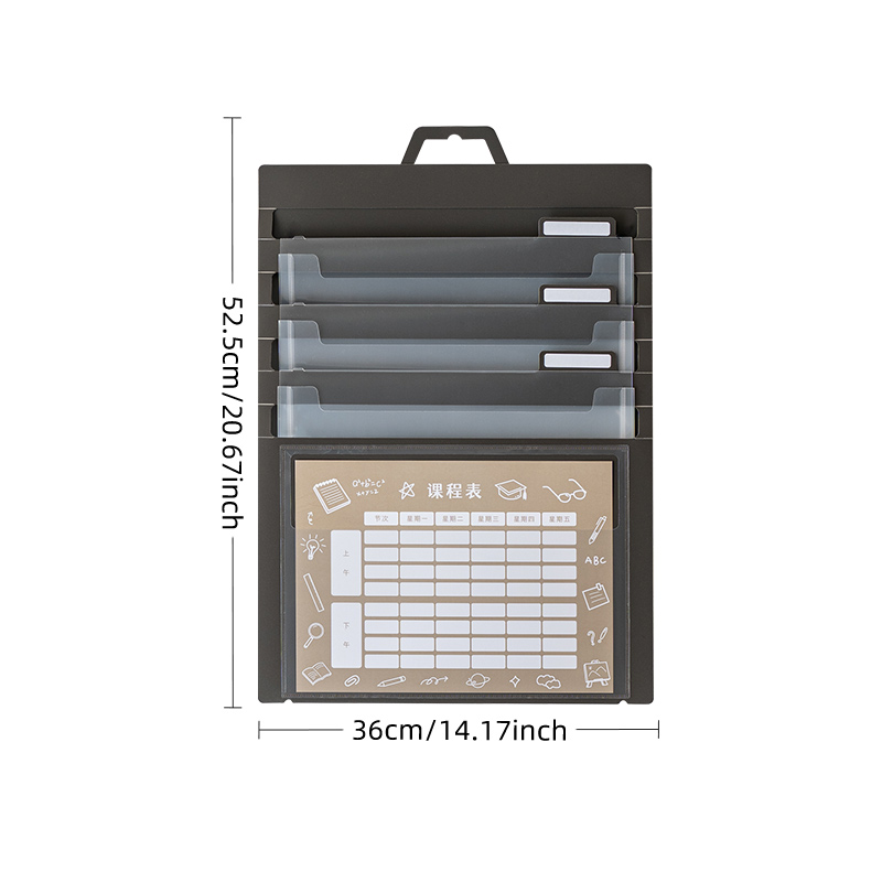 สีดำ 3 ช่องสี่เหลี่ยมขนาดใหญ่ + ตารางเรียน