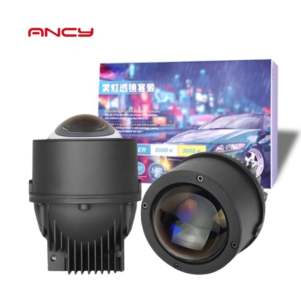 ANCY Q8 Bi-LED luces antiniebla lente de proyector de 3 pulgadas 55W 3000K/5500K impermeable IP67 azul LED niebla/luces de conducción para Toyota Civic