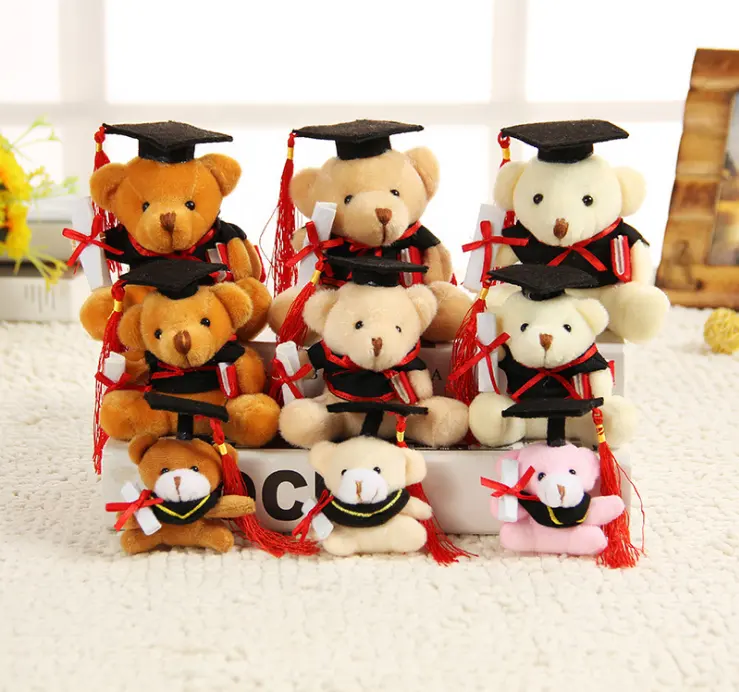 Wholesale graduation bear plush doll Sitting hooded doctoral teddy bear soft toy plush keychain peluches de animales