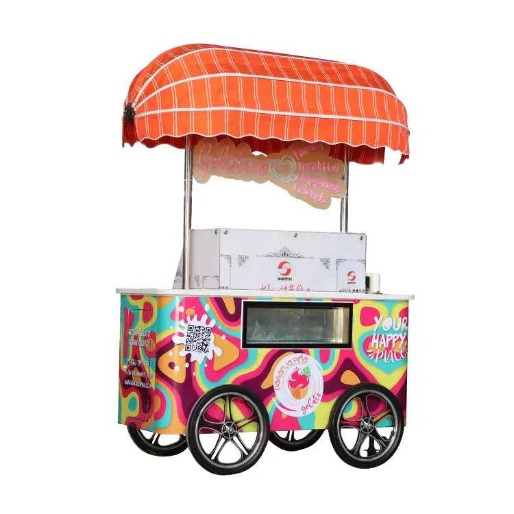 Carrito de helados para uso urbano, carrito de helados italianos con estándar europeo, Popular, para verano