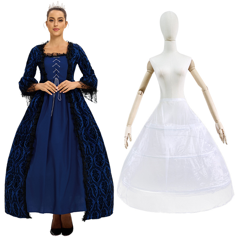 Robe bleue + grande crinoline
