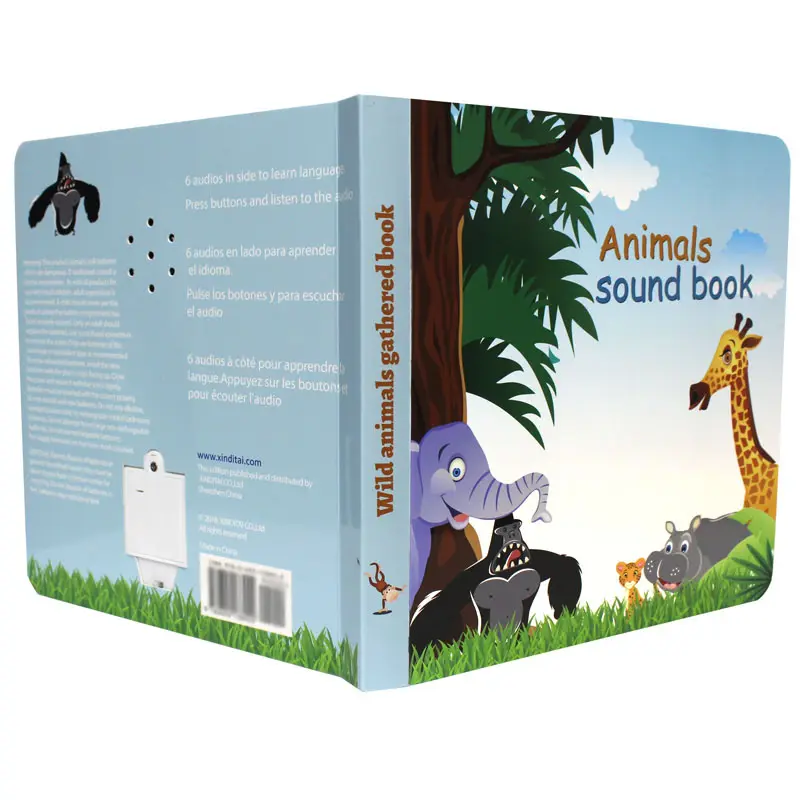Livre sur planche sonore de fantaisie, livre d'enregistrement en anglais et en espagnol, livre sonore d'animaux