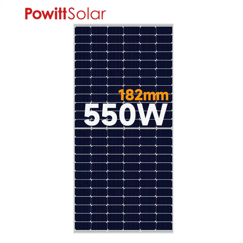 Powitt แผงโซลาร์เซลล์พลังงานแสงอาทิตย์182เมตรครึ่งเซลล์โมโน550W L